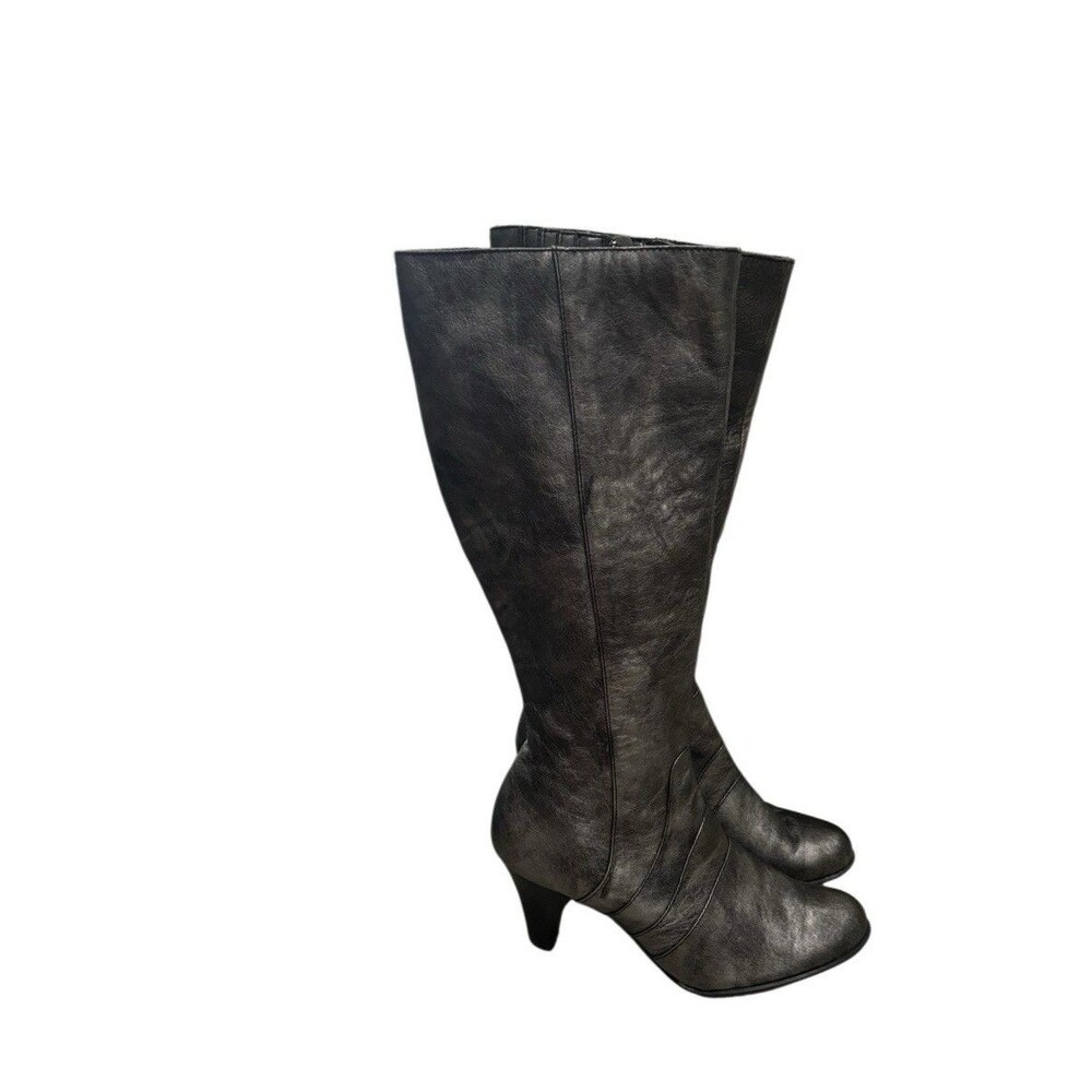 Born Leather Tall Boots Rustic Silver  Heel Womens Equestrian Style Whimsigoth